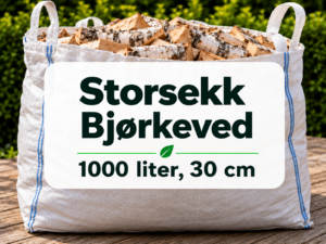 Bjørkeved 30 cm - 1000 liter
